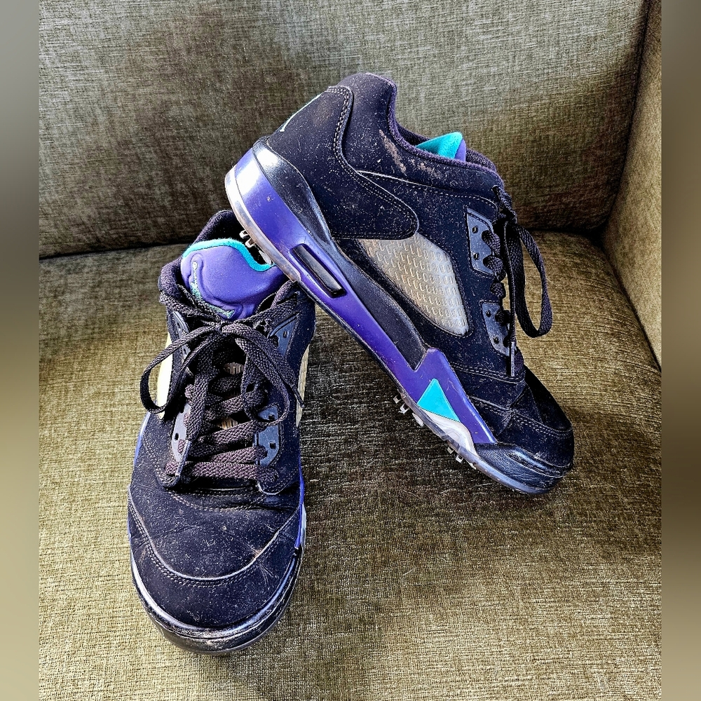 Nike•Air Jordan V • Low Golf Shoe • GRAPE Black Emerald Ice Men 8.5